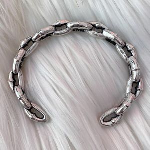 ⛓ Souvenir Jewelry Stainless Silver Chain Link Cuff Bracelet ⛓